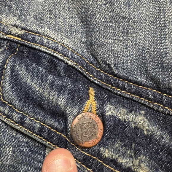 Vtg Ralph Lauren Sport Denim Jacket Womens Medium Blue Full Zip Trucker Western - Picture 16 of 16